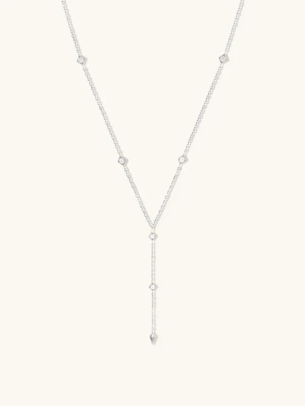 Arya Lariat Silver Necklace sold by Wanderlust and Co