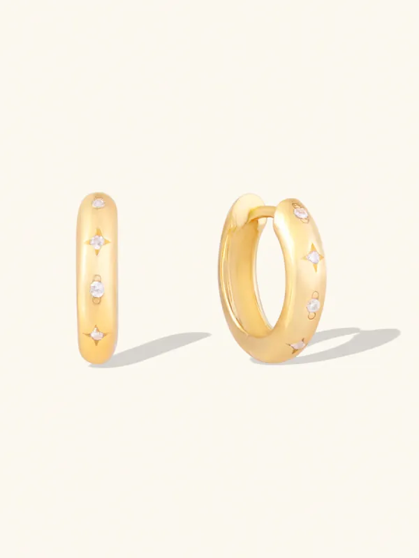 Constellation 14K Gold Vermeil 10mm Huggie Earrings sold by Wanderlust and Co