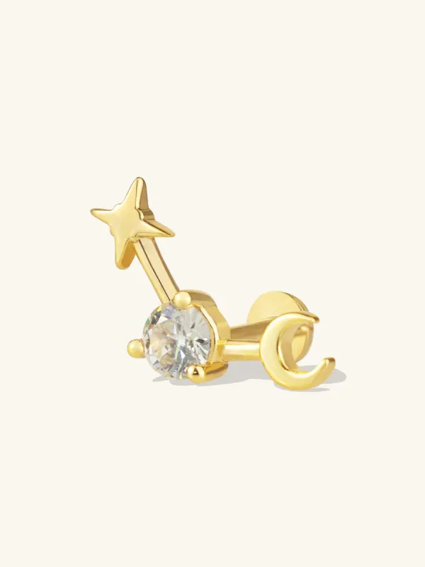 Birthstone Constellation Gold Flat Back Earring sold by Wanderlust and Co