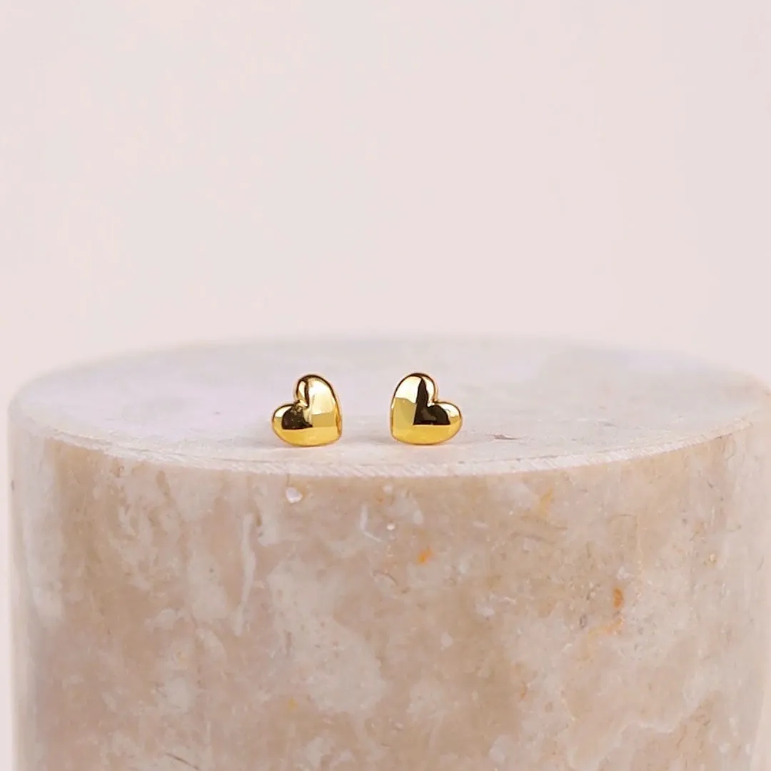 Classic Heart Gold Stud Earrings sold by Wanderlust and Co product image thumbnail 3