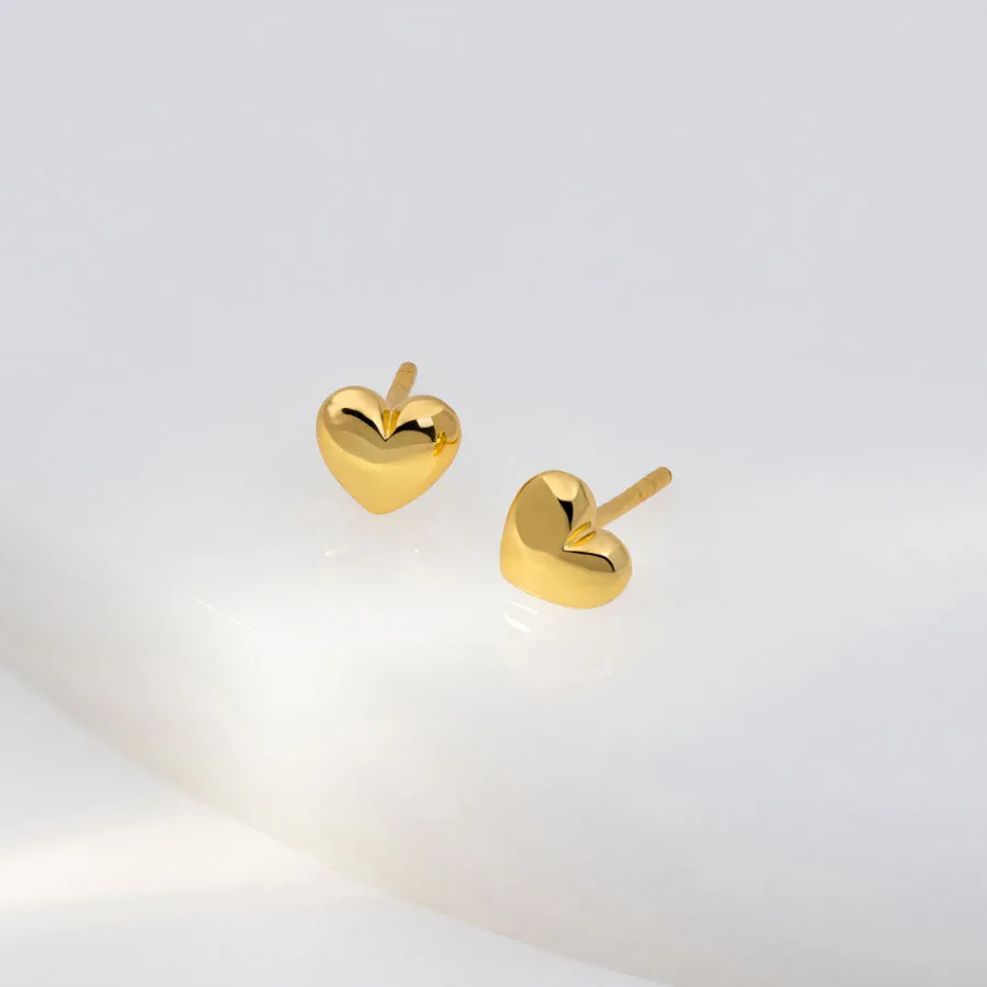 Classic Heart Gold Stud Earrings sold by Wanderlust and Co