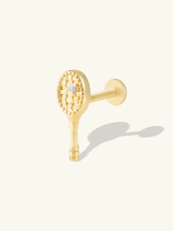 Tennis Your Way Gold Flat Back Earring sold by Wanderlust and Co