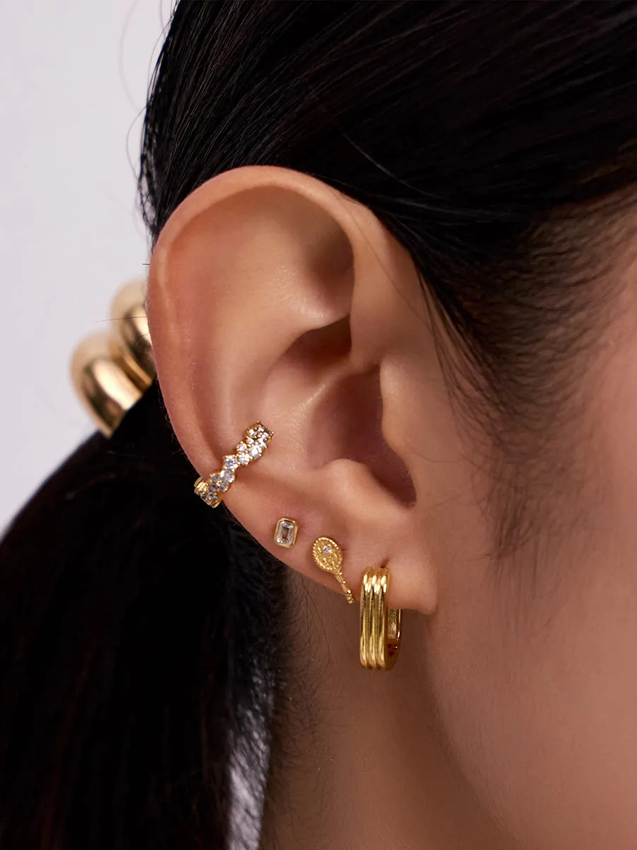 Tennis Your Way Gold Flat Back Earring sold by Wanderlust and Co product image thumbnail 2