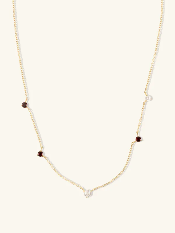 Multi Birthstone 14K Gold Vermeil Necklace sold by Wanderlust and Co