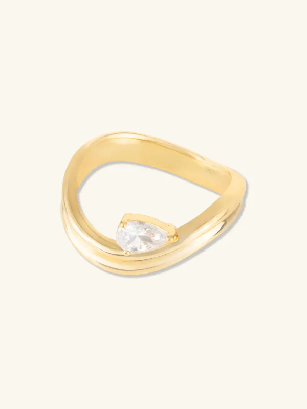 Flow Diamante Triple Band 14K Gold Vermeil Ring sold by Wanderlust and Co