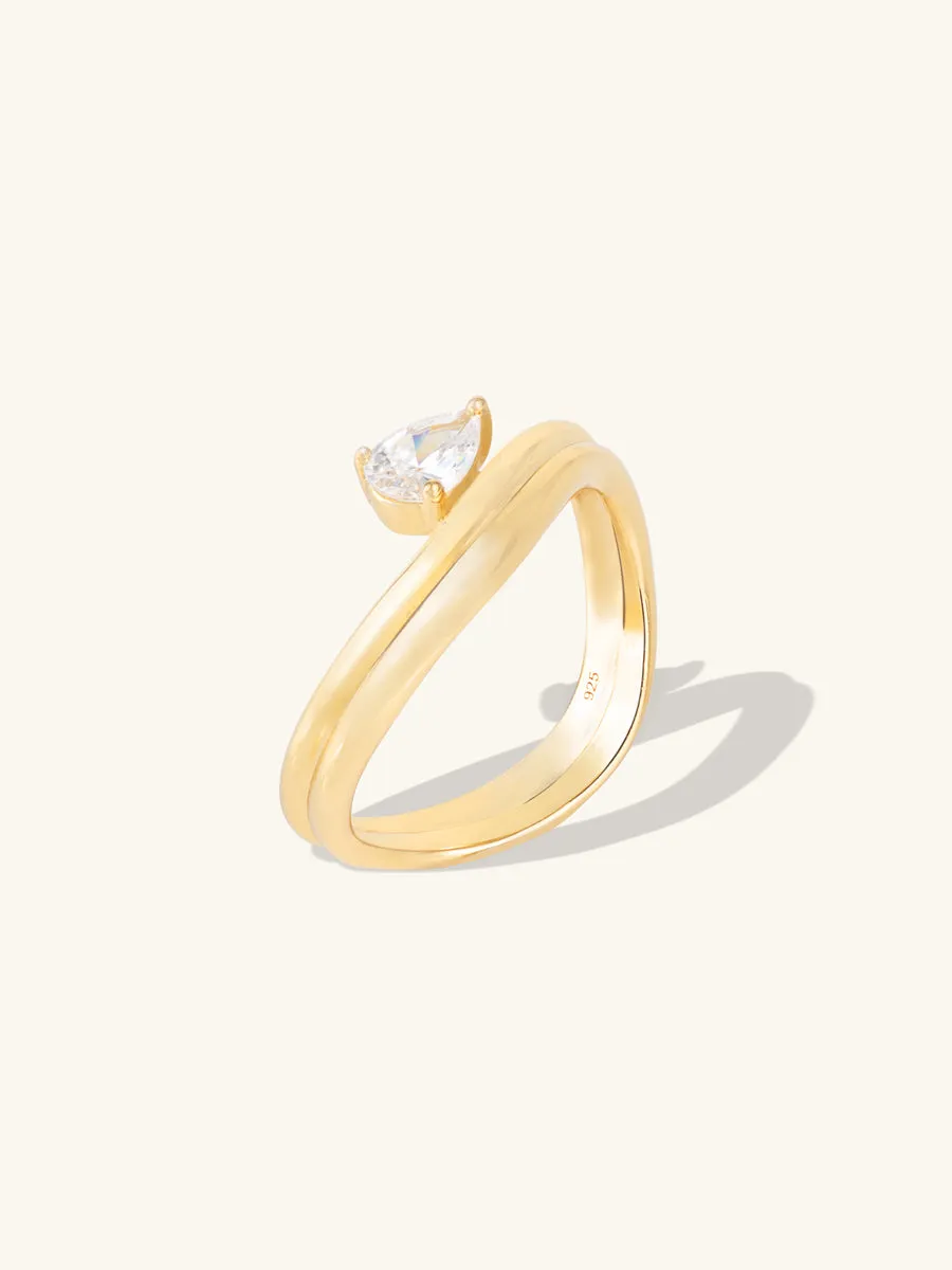 Flow Diamante Triple Band 14K Gold Vermeil Ring sold by Wanderlust and Co product image thumbnail 4