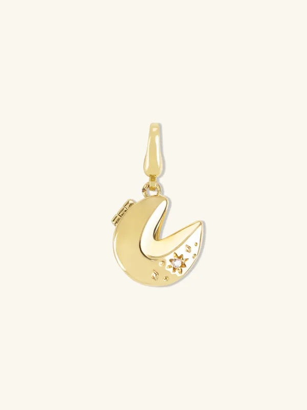 Petite Fortune Cookie Gold Locket Charm sold by Wanderlust and Co