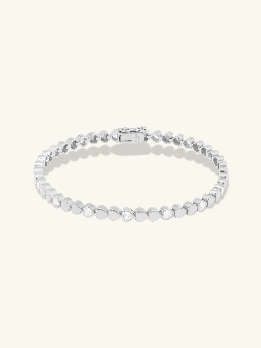 Multi Hearts 925 Sterling Silver Bracelet sold by Wanderlust and Co