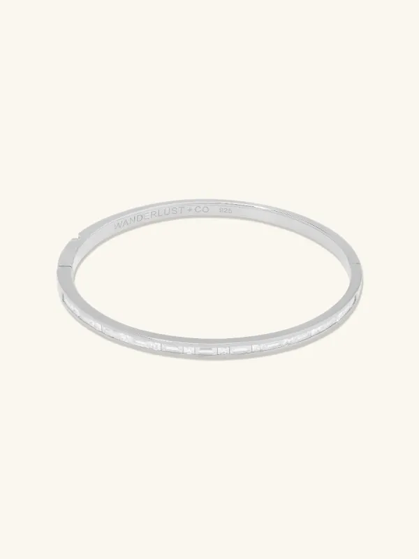 Classic Baguette 925 Sterling Silver Bangle made by Wanderlust and Co