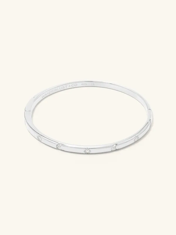 Sunlit 925 Sterling Silver Bangle made by Wanderlust and Co
