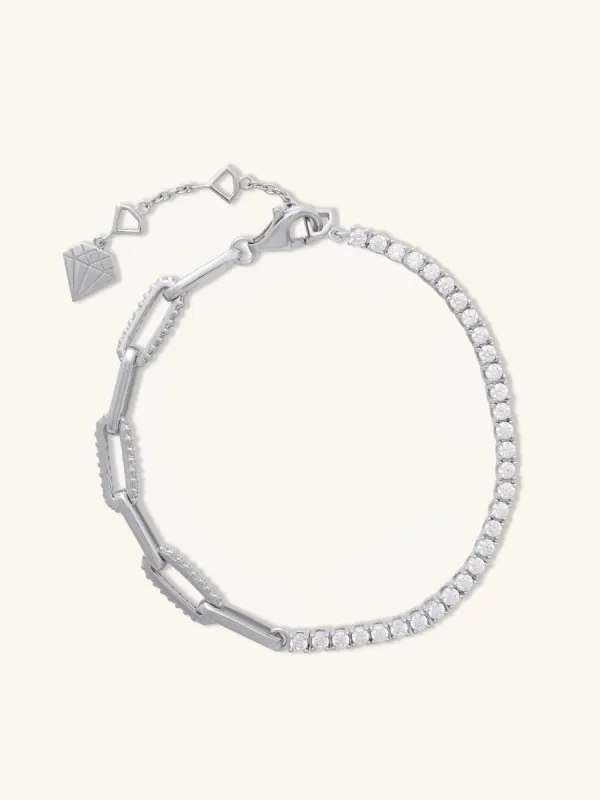 Pave Link Chain 925 Sterling Silver Tennis Bracelet made by Wanderlust and Co