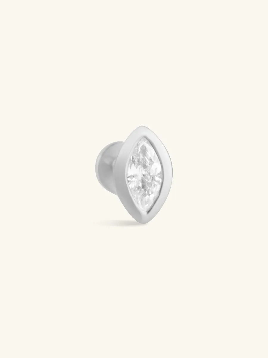 Marquise Bezel Silver Flat Back Earring sold by Wanderlust and Co product image thumbnail 4