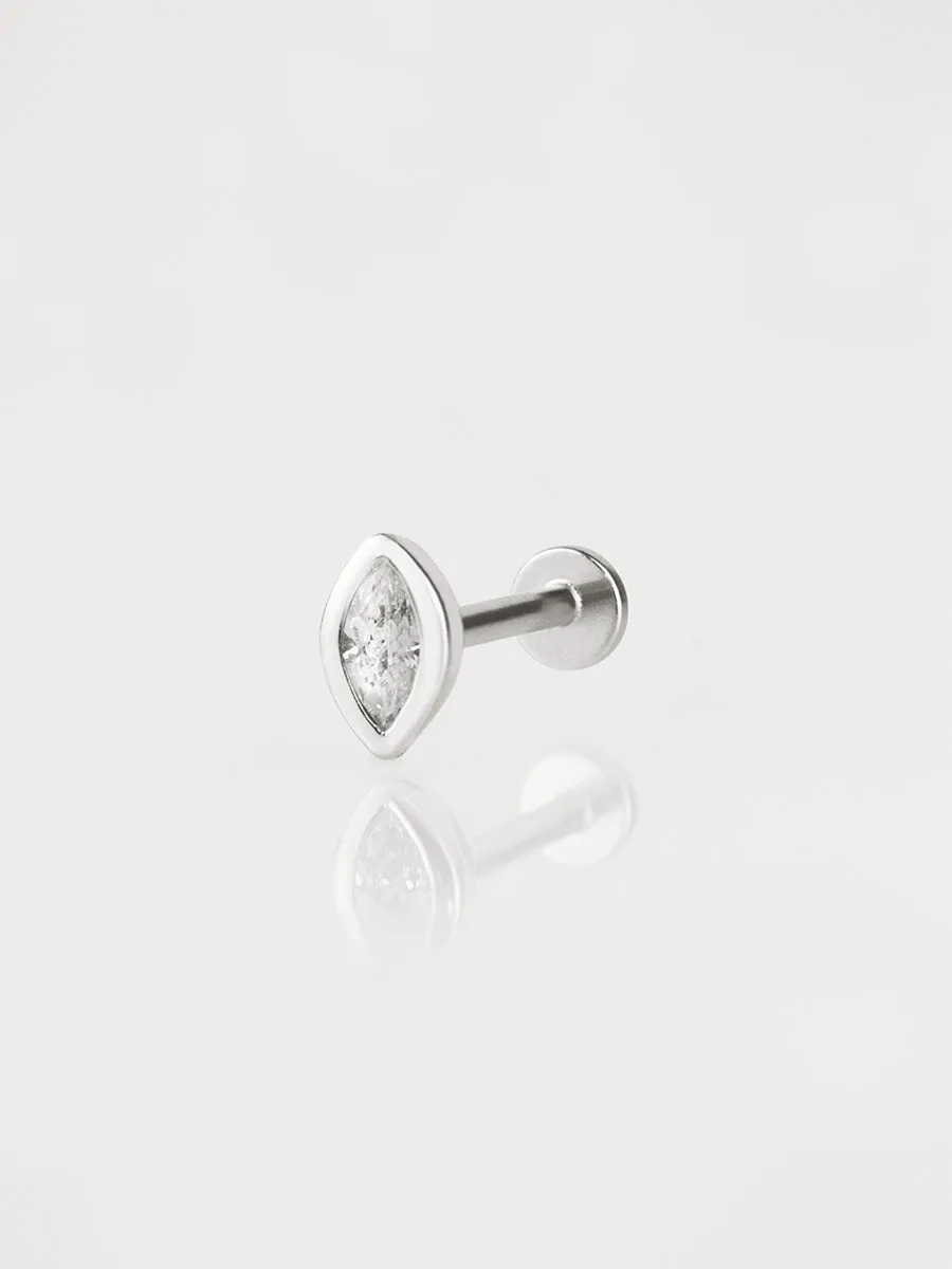 Marquise Bezel Silver Flat Back Earring sold by Wanderlust and Co product image thumbnail 3