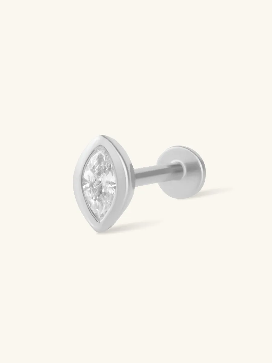 Marquise Bezel Silver Flat Back Earring sold by Wanderlust and Co