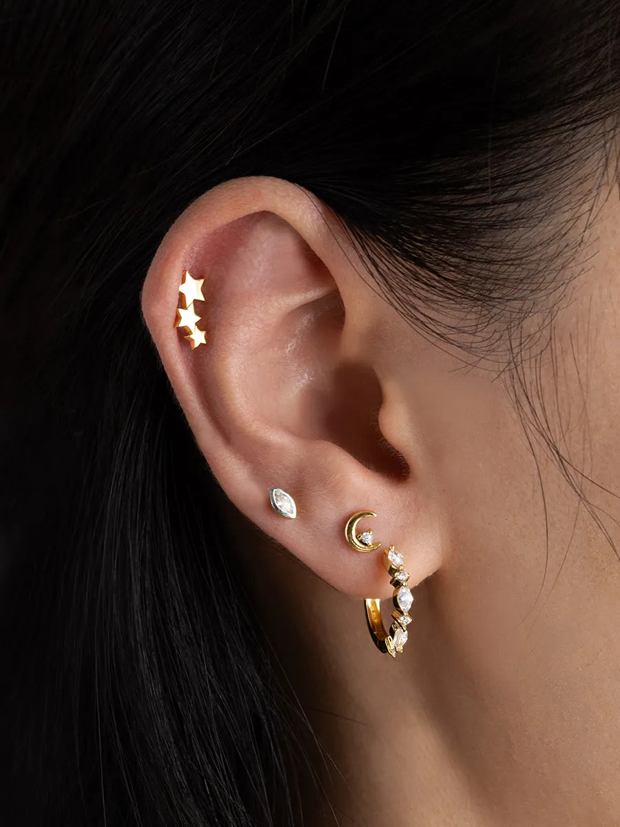 Marquise Bezel Silver Flat Back Earring sold by Wanderlust and Co product image thumbnail 2
