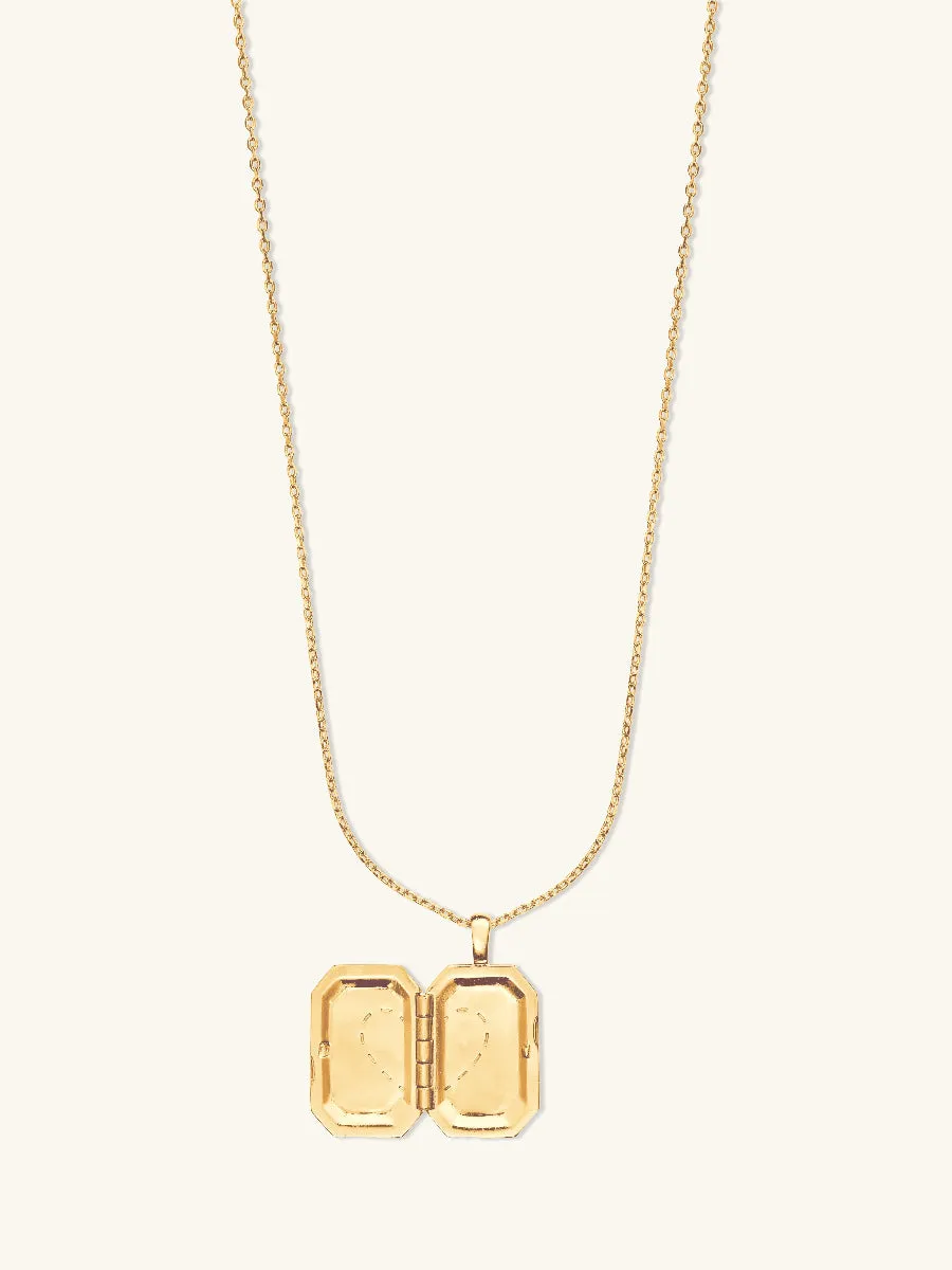 Heart Space Gold Locket Necklace sold by Wanderlust and Co product image thumbnail 5