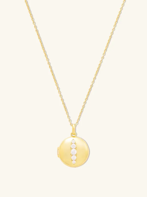 Starburst 14K Gold Vermeil Locket Necklace made by Wanderlust and Co
