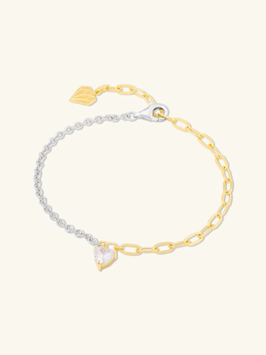 Heart Diamante 14K Gold Vermeil Mix Chain Bracelet sold by Wanderlust and Co product image thumbnail 4