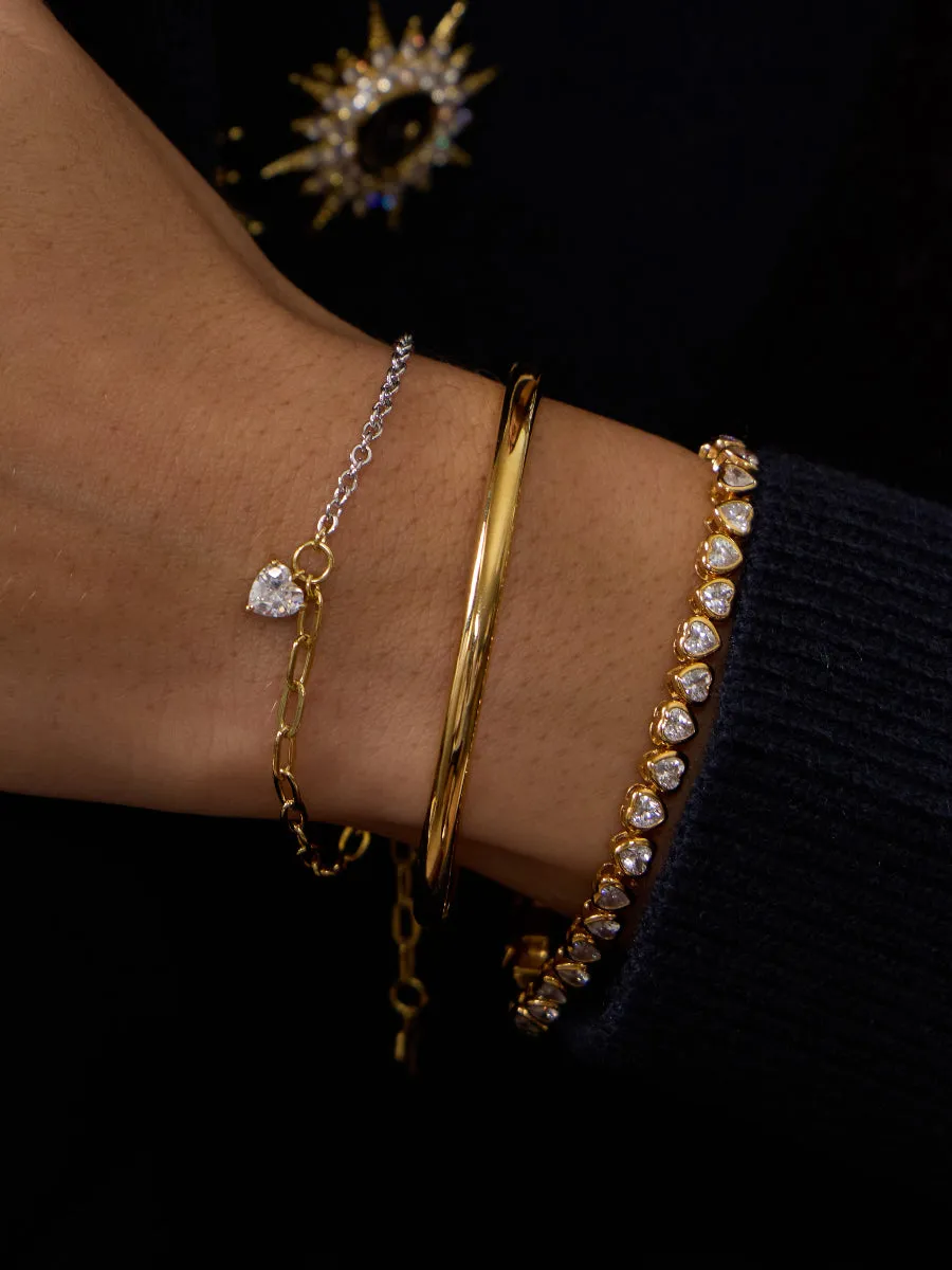 Heart Diamante 14K Gold Vermeil Mix Chain Bracelet sold by Wanderlust and Co product image thumbnail 2