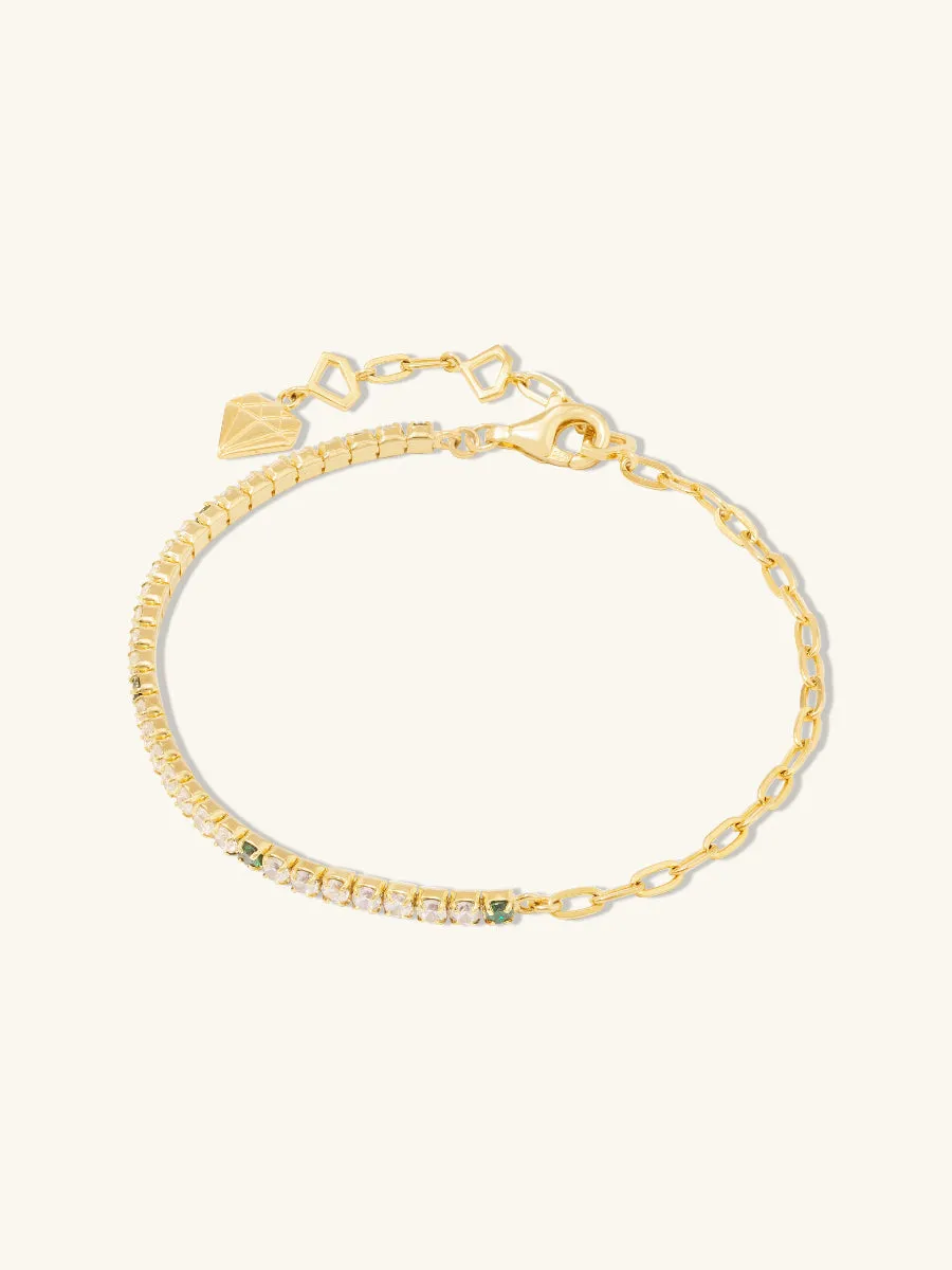 Pave 14K Gold Vermeil Emerald Mini Tennis Chain Bracelet sold by Wanderlust and Co product image thumbnail 4