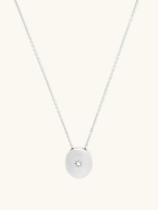 Falling Star Heirloom Silver Locket Necklace made by Wanderlust and Co