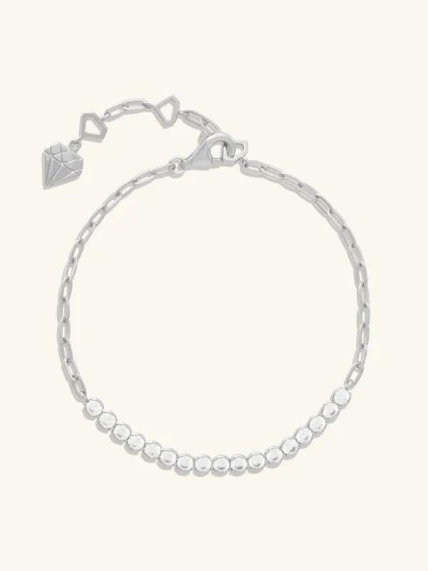 Pave 925 Sterling Silver Bezel Tennis Chain Bracelet made by Wanderlust and Co
