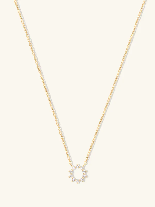 Petite Sunseeker Diamond Pave 14K Solid Gold Necklace made by Wanderlust and Co
