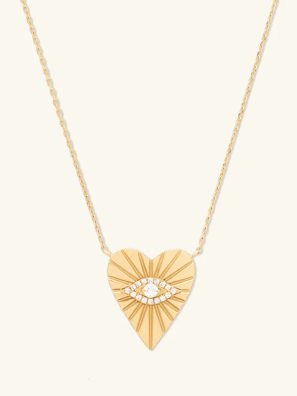 Talisman Heart Diamond 14K Solid Gold Necklace made by Wanderlust and Co