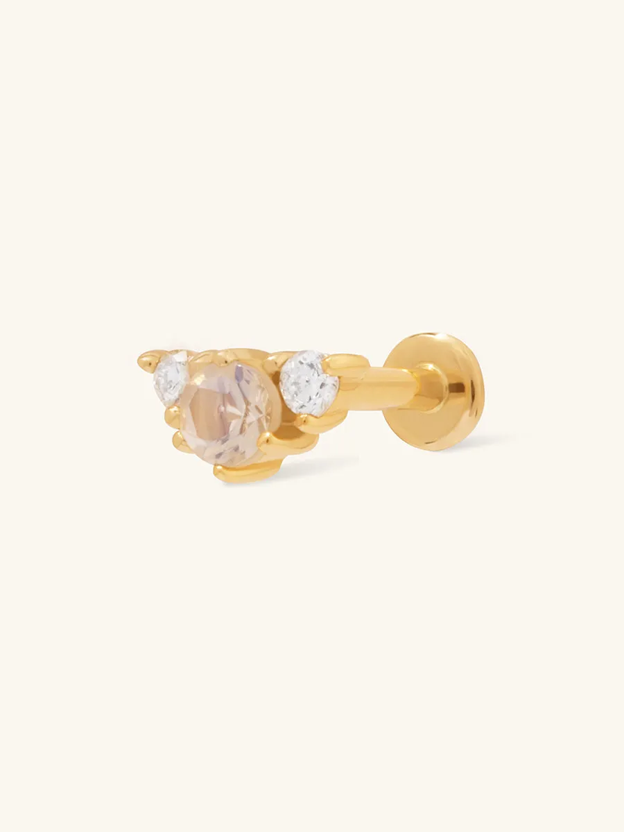 Cluster Diamond & Moonstone 14K Solid Gold Flat Back Earring sold by Wanderlust and Co