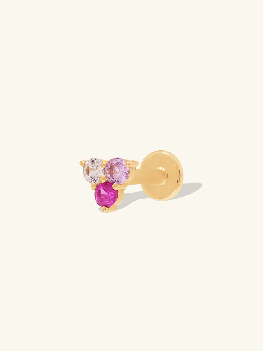 Sapphire 14K Solid Gold Flat Back Earring sold by Wanderlust and Co