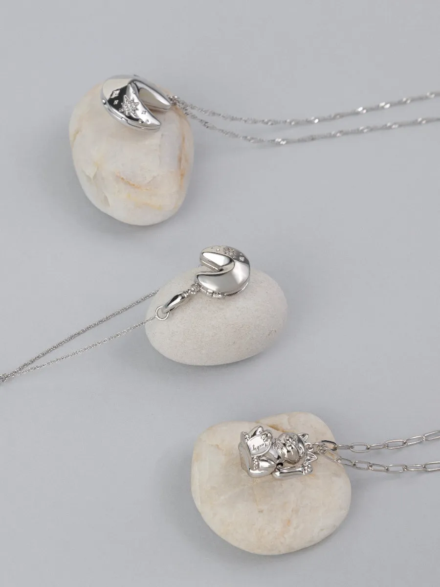 Lucky Cat Silver Necklace sold by Wanderlust and Co product image thumbnail 3