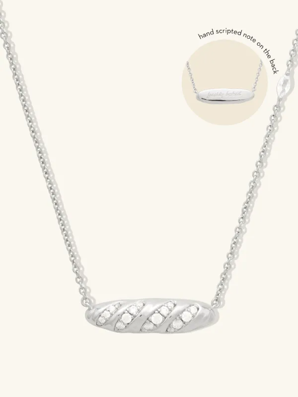 Baguette Pave Silver Necklace made by Wanderlust and Co