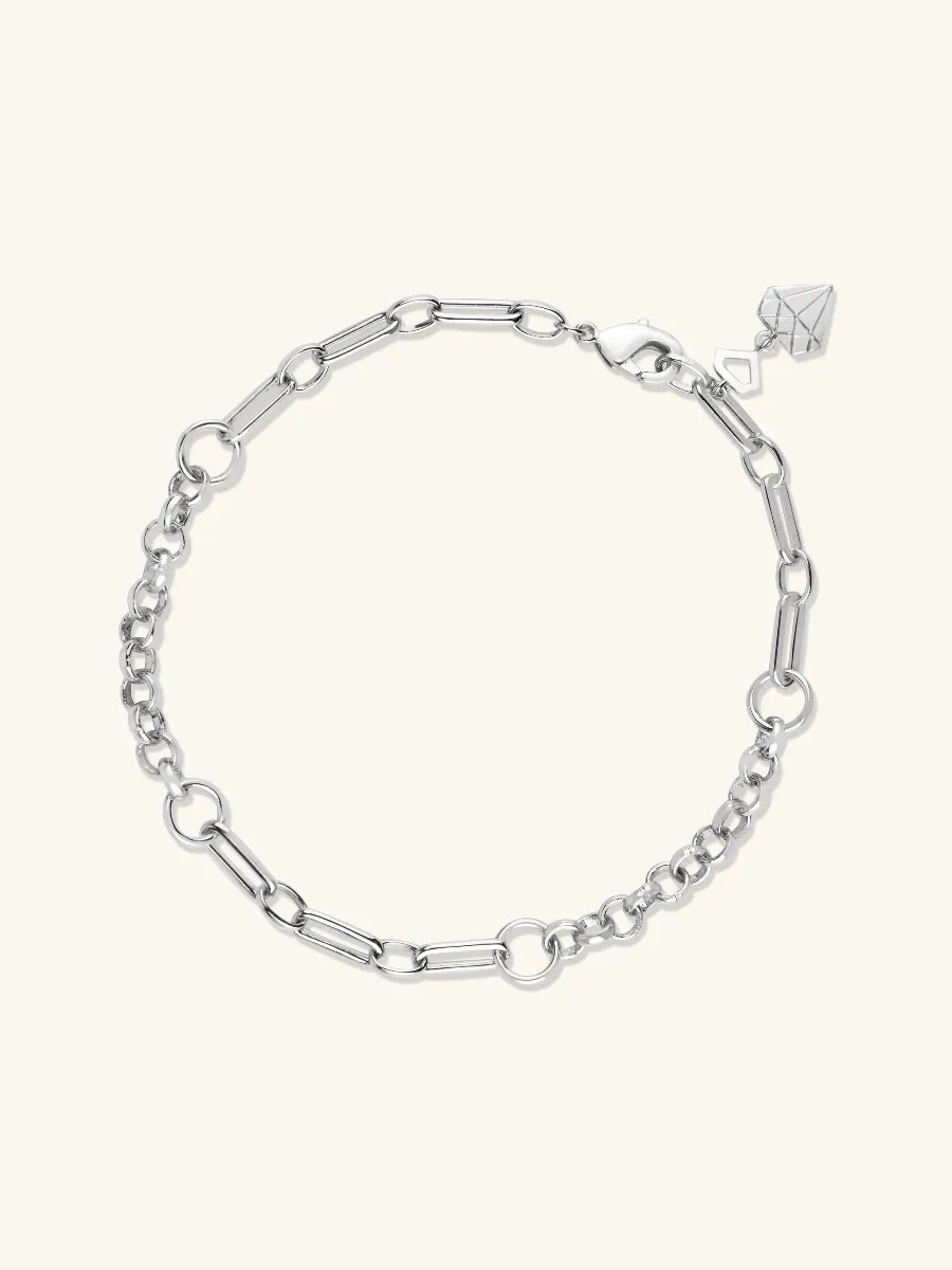 Mixed Chain Silver Bracelet sold by Wanderlust and Co