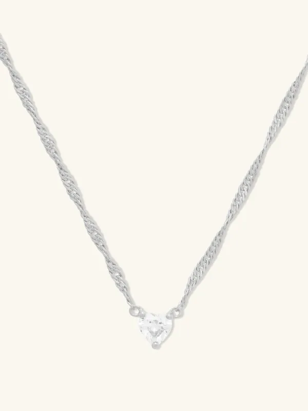 Heart Silver Necklace made by Wanderlust and Co