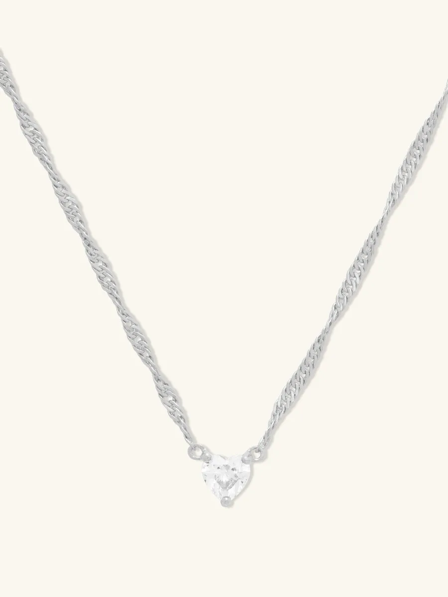 Heart Silver Necklace sold by Wanderlust and Co