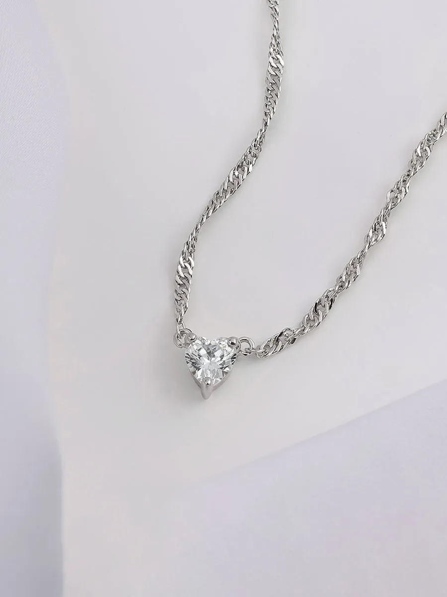 Heart Silver Necklace sold by Wanderlust and Co product image thumbnail 3