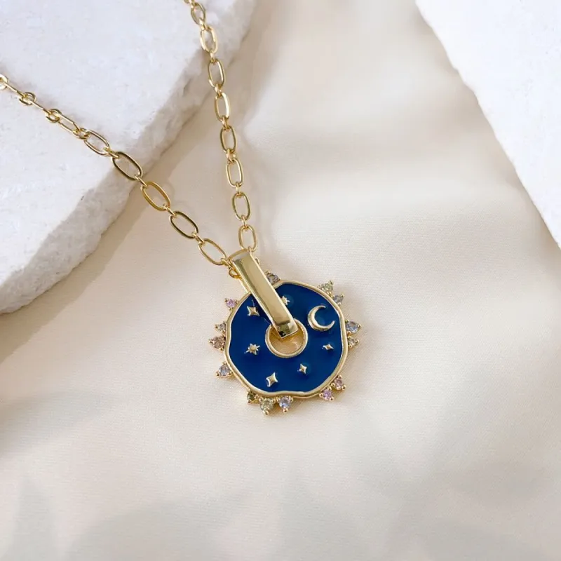 Illuminate Navy & Gold Mantra Necklace sold by Wanderlust and Co