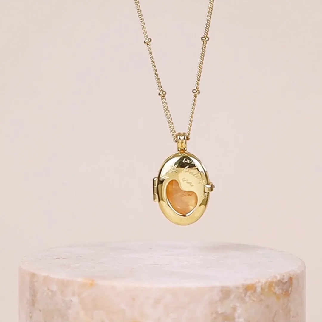 Healing Rose Quartz Gold Locket Necklace sold by Wanderlust and Co product image thumbnail 3