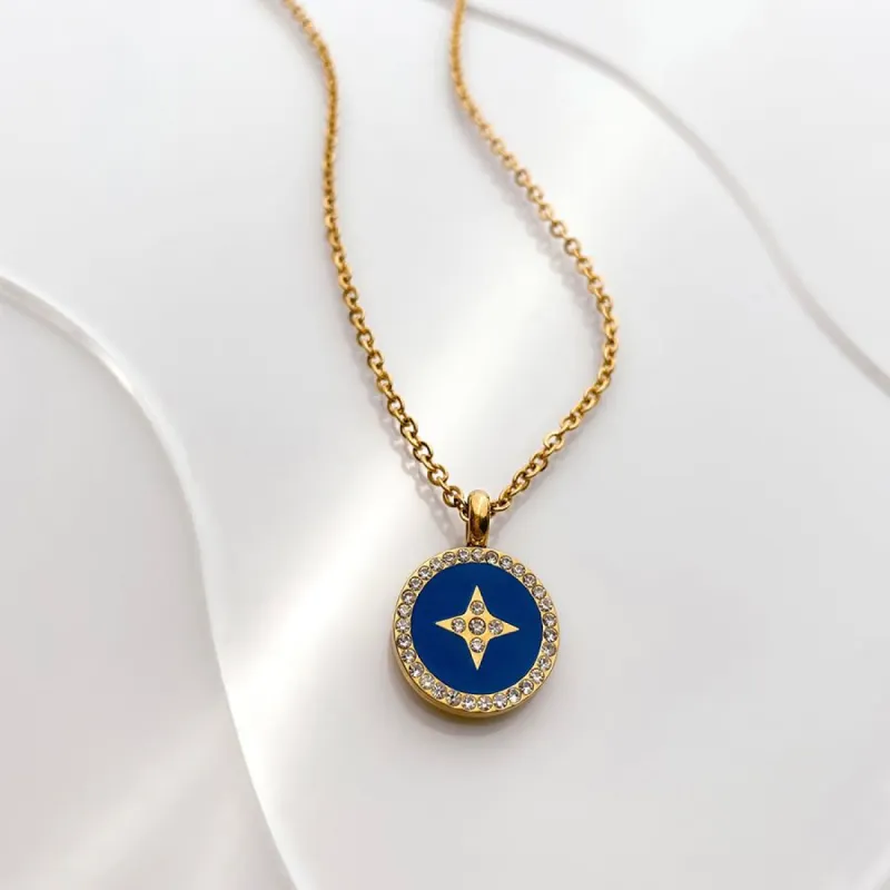 Aster Navy & Gold Necklace sold by Wanderlust and Co