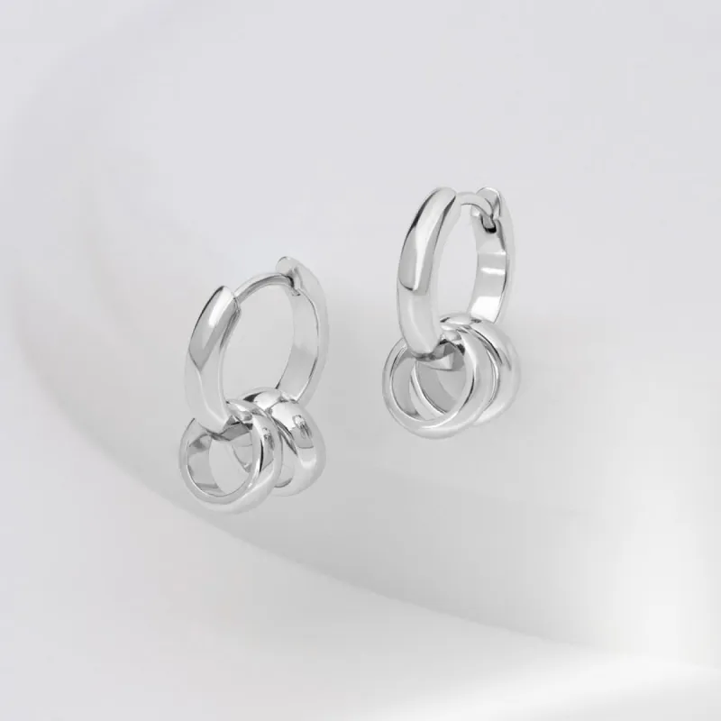 Classic Double Silver 10mm Huggie Earrings made by Wanderlust and Co