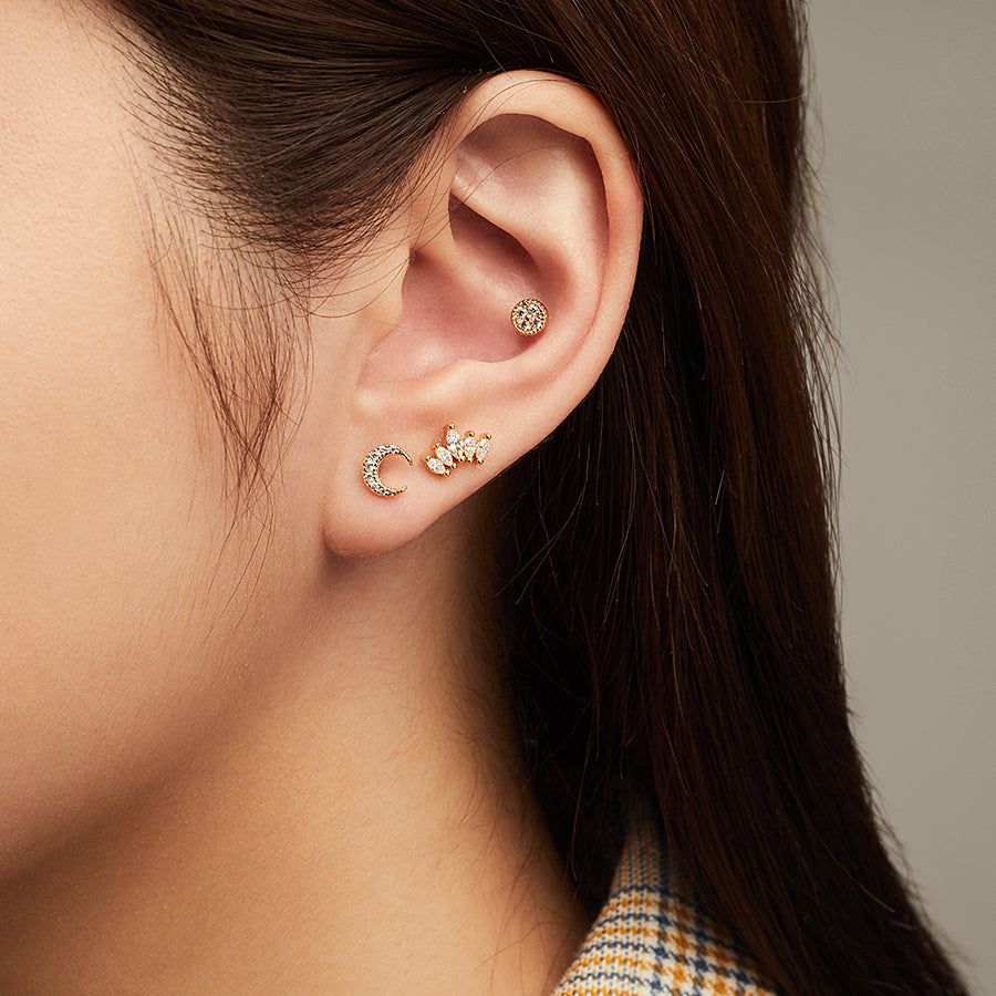 Circle Diamante Gold Flat Back Earring sold by Wanderlust and Co product image thumbnail 2