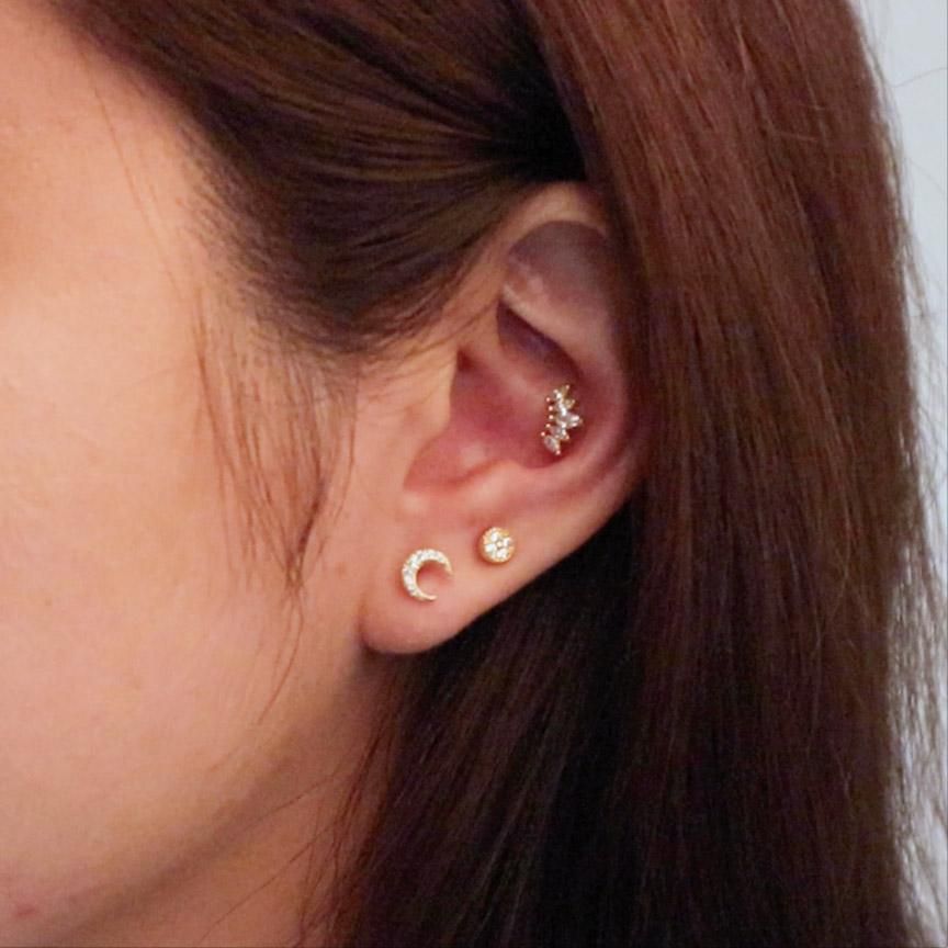 Circle Diamante Gold Flat Back Earring sold by Wanderlust and Co product image thumbnail 3
