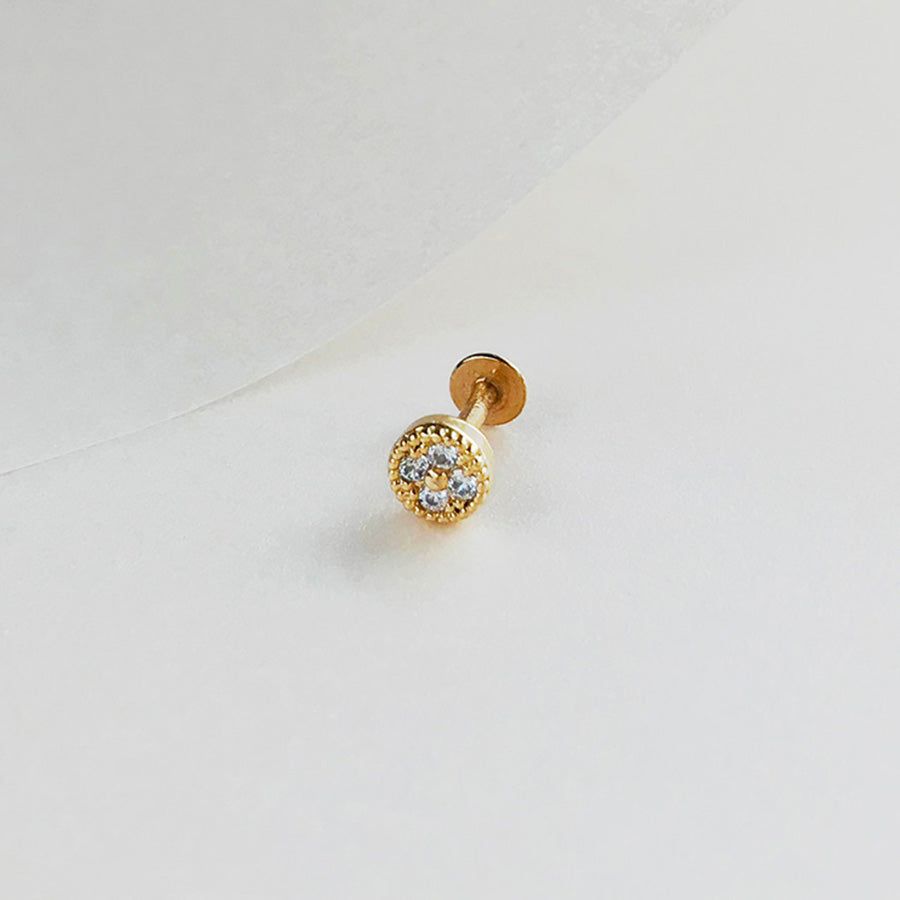 Circle Diamante Gold Flat Back Earring sold by Wanderlust and Co