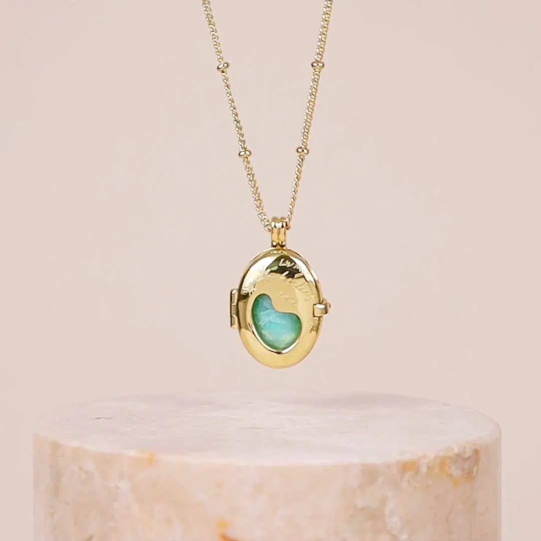 Healing Amazonite Gold Locket Necklace sold by Wanderlust and Co product image thumbnail 3