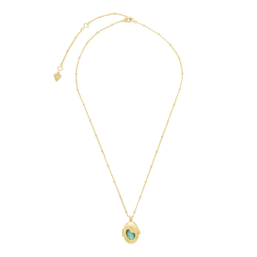Healing Amazonite Gold Locket Necklace sold by Wanderlust and Co product image thumbnail 4