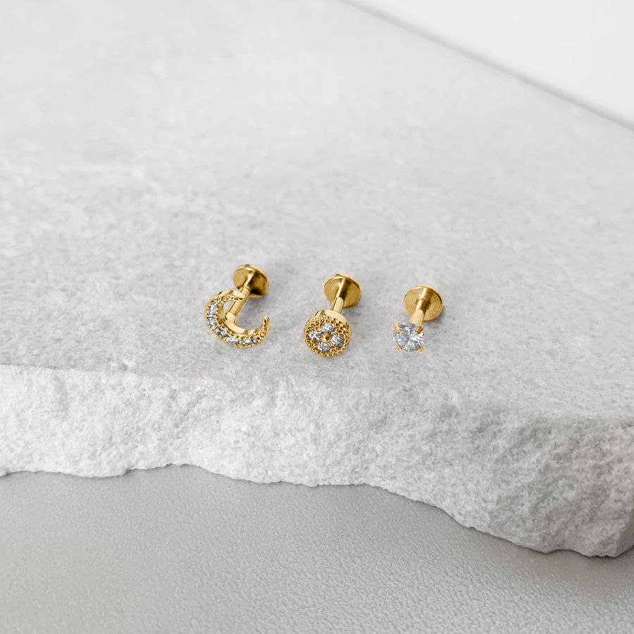 Classic Diamante Gold Flat Back Earring sold by Wanderlust and Co product image thumbnail 5