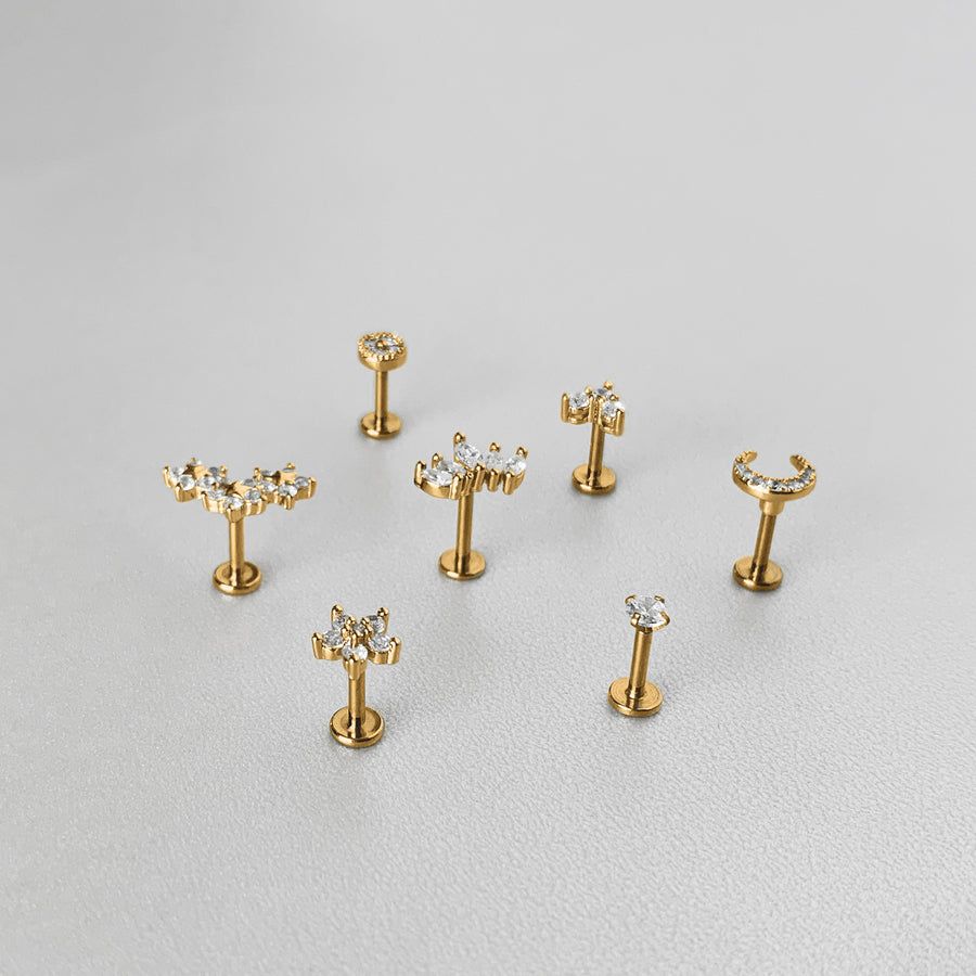 Classic Diamante Gold Flat Back Earring sold by Wanderlust and Co product image thumbnail 4