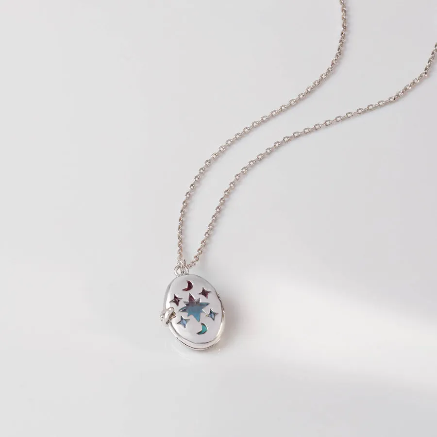 Aura Ombre Fuchsia & Turquoise Silver Locket Necklace sold by Wanderlust and Co product image thumbnail 4