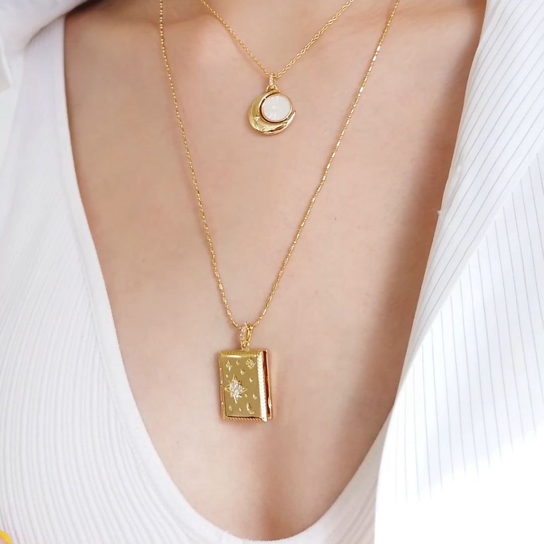 Fly Me To The Moon Gold Locket Necklace sold by Wanderlust and Co product image thumbnail 4