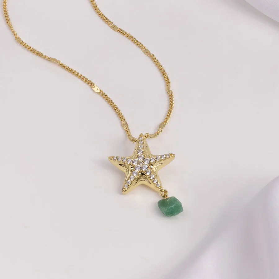 Starfish Aventurine Gold Necklace sold by Wanderlust and Co